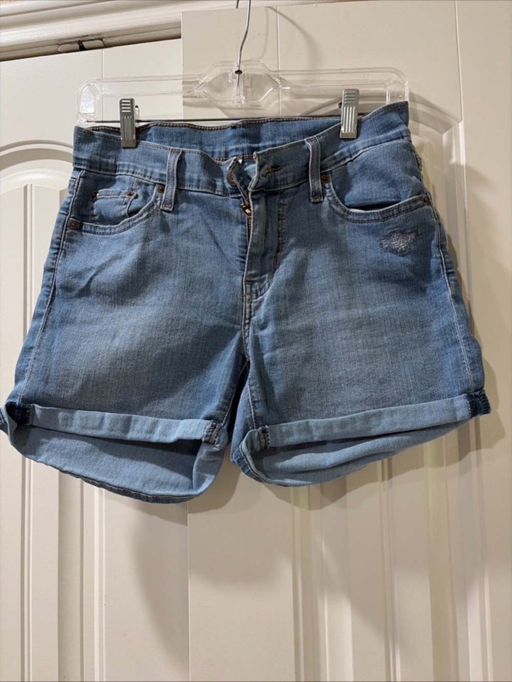 Levi's Women's Blue Rolled-Hem Denim Shorts